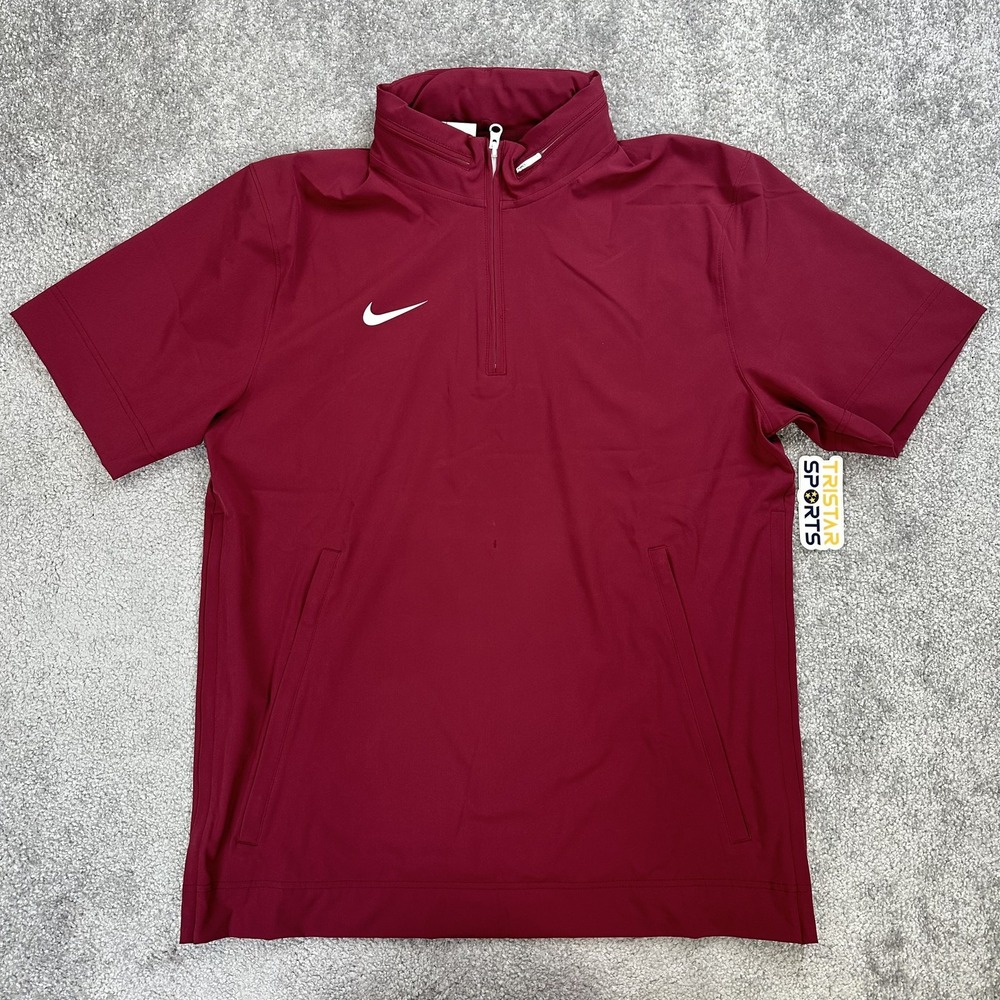 Nike Football Coaches Jacket Mens Medium Maroon 1/4 Zip Hooded Pullover